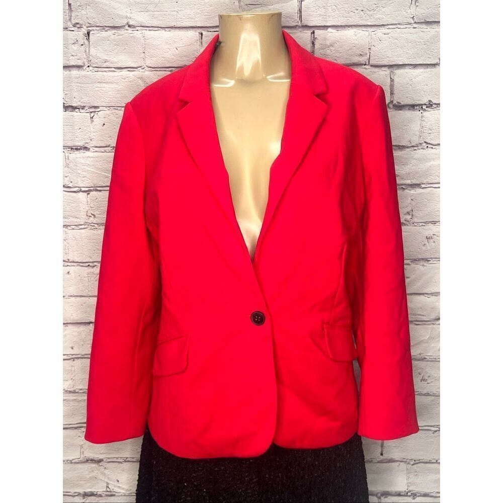 Hobbs London Womens Red Lined Single Breasted One Button Blazer Jacket Size 14